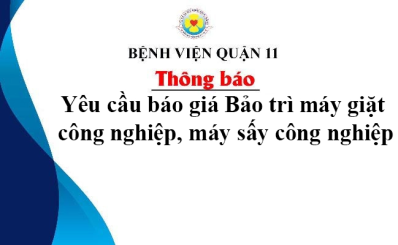 Thông báo yêu cầu báo giá Bảo trì máy giặt công nghiệp, máy sấy công nghiệp